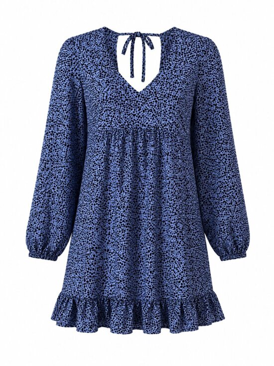 Dynamite Dresses & Skirts - 💖 2/40 Dynamite Blue Leopard Print Tie Back Mini Dress Size M